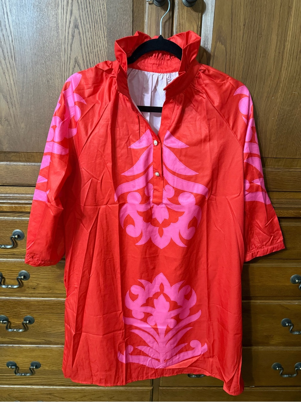 Red Dress with Pink Statement Print